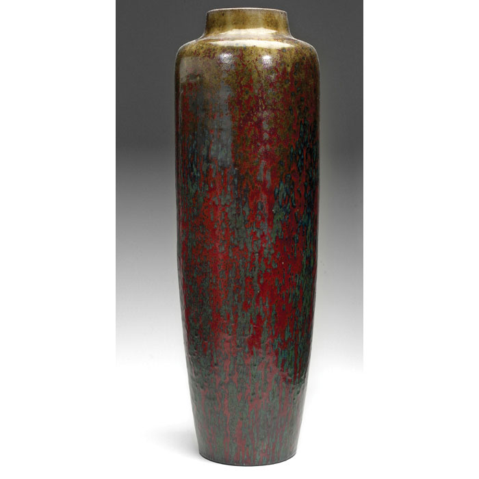 Appraisal: Dalpayrat vase attribution monumental shouldered shape covered in a red