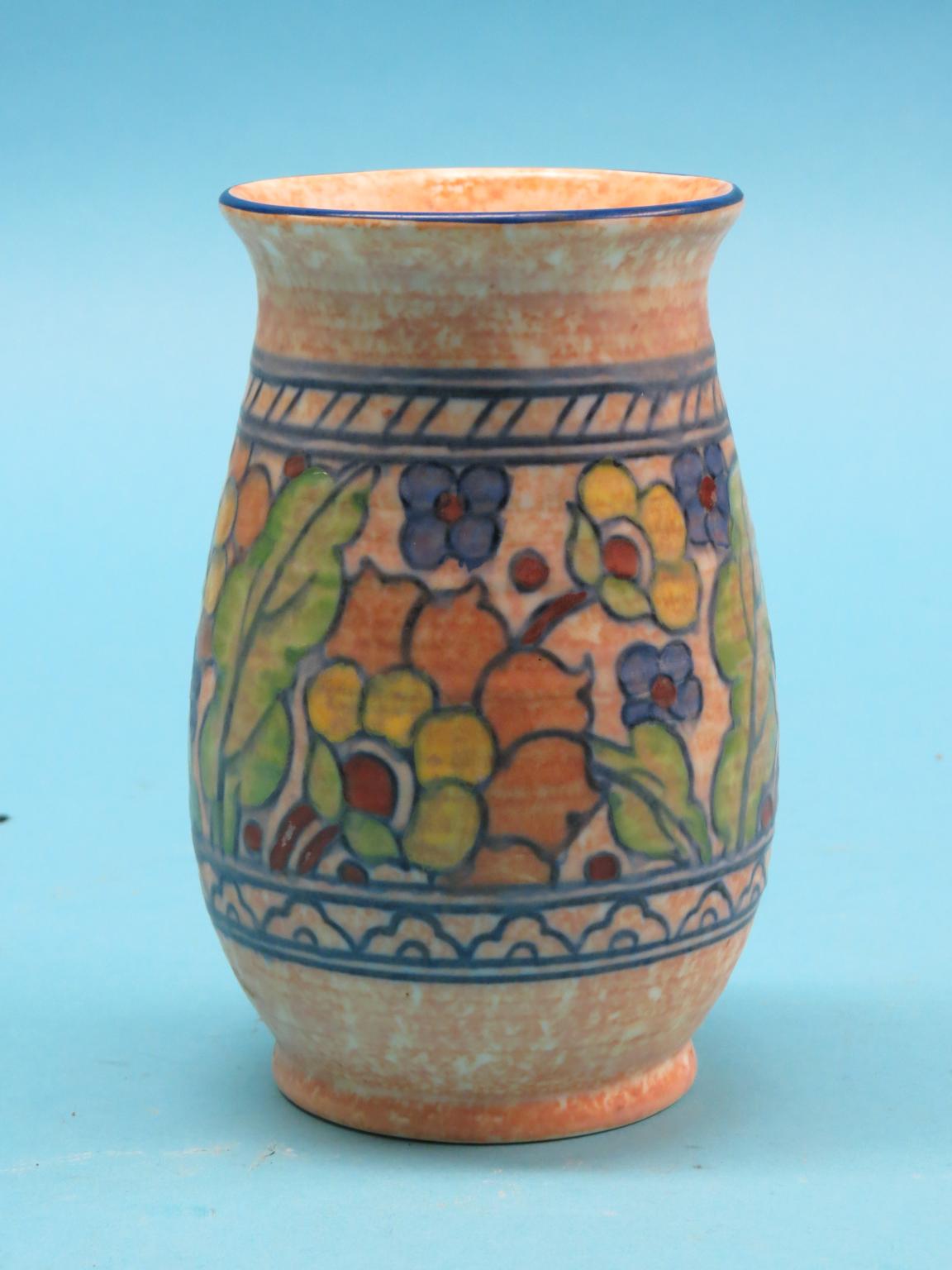 Appraisal: A Crown Ducal vase designed by Charlotte Rhead bright tube-lined