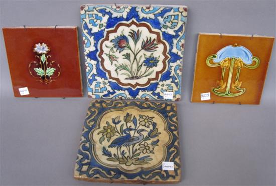 Appraisal: TWO ANTIQUE PERSIAN TILES Along with two English tiles by