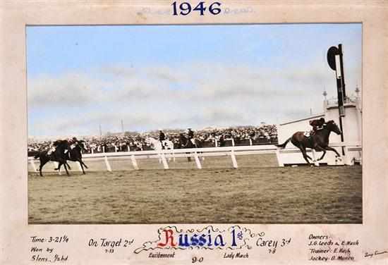 Appraisal: PHOTOGRAPH OF THE FINISH OF THE MELBOURNE CUP WON BY