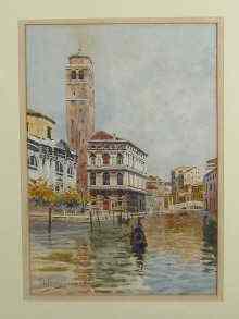 Appraisal: A watercolour Venetian canal scene signed bottom left ''Giametti Francesco