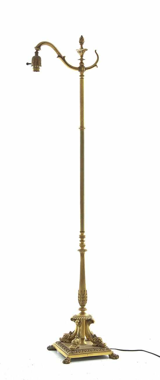 Appraisal: Neoclassical style brass floor lamp late th century flame and