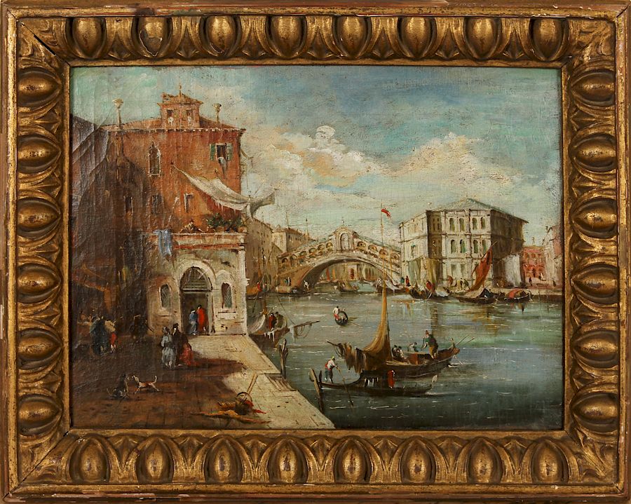 Appraisal: TH CENT OIL ON CANVAS VENETIAN CANAL SCENE A nineteenth