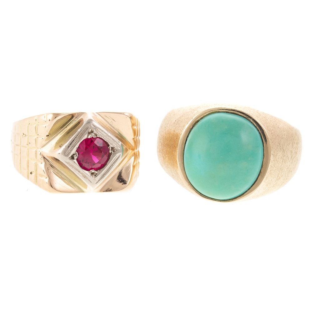 Appraisal: Two Vintage Gemstone Rings in K Yellow Gold K yellow