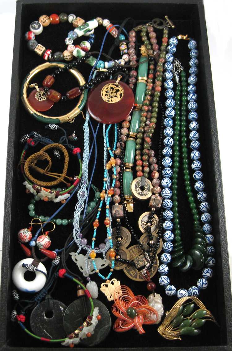 Appraisal: TWENTY-SEVEN ARTICLES OF ASIAN JEWELRY including a necklace with black