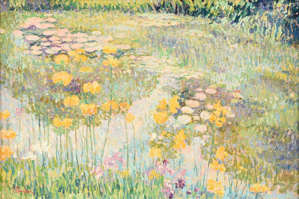 Appraisal: SAMIR SAM BARBER Italian American b A PAINTING Waterlilies SAMIR