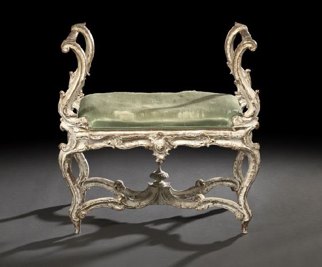 Appraisal: Italian Rococo Polychromed and Parcel-Gilt Window Seat second quarter th