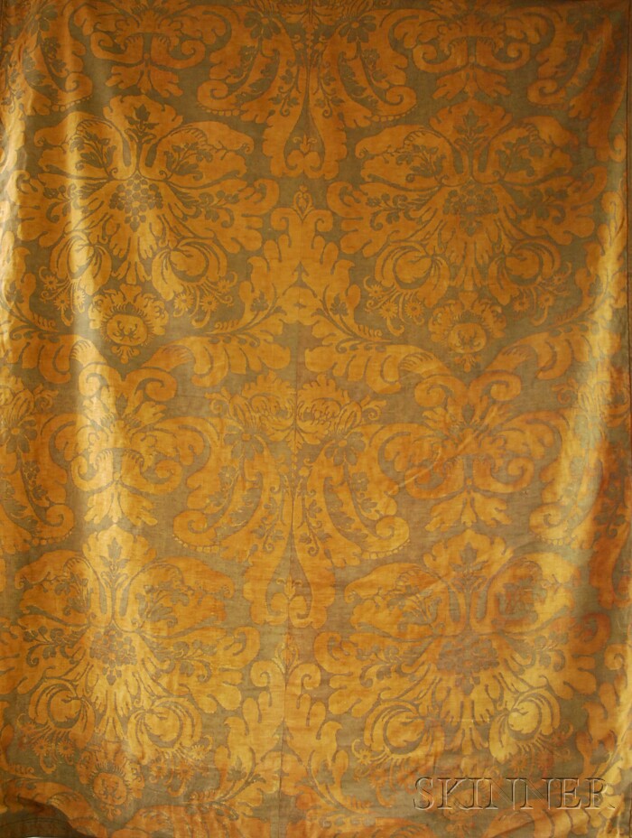 Appraisal: Fortuny Wax Resist Cotton Panel with hanging rod sewn in