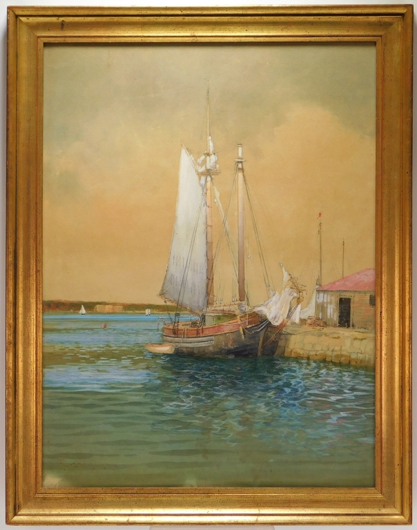 Appraisal: HARTWELL LEON WOODCOCK MARITIME SHIP WC PAINTING Maine Massachusetts France