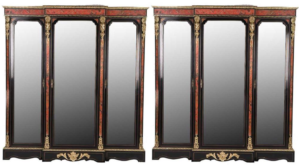 Appraisal: PAIR OF NAPOLEON III STYLE BOULLE INLAID VITRINES inches wide