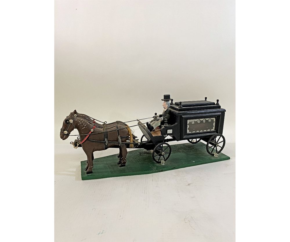 Appraisal: Gotshall Folk Art Carved Horse and Hearse Folk Art carved