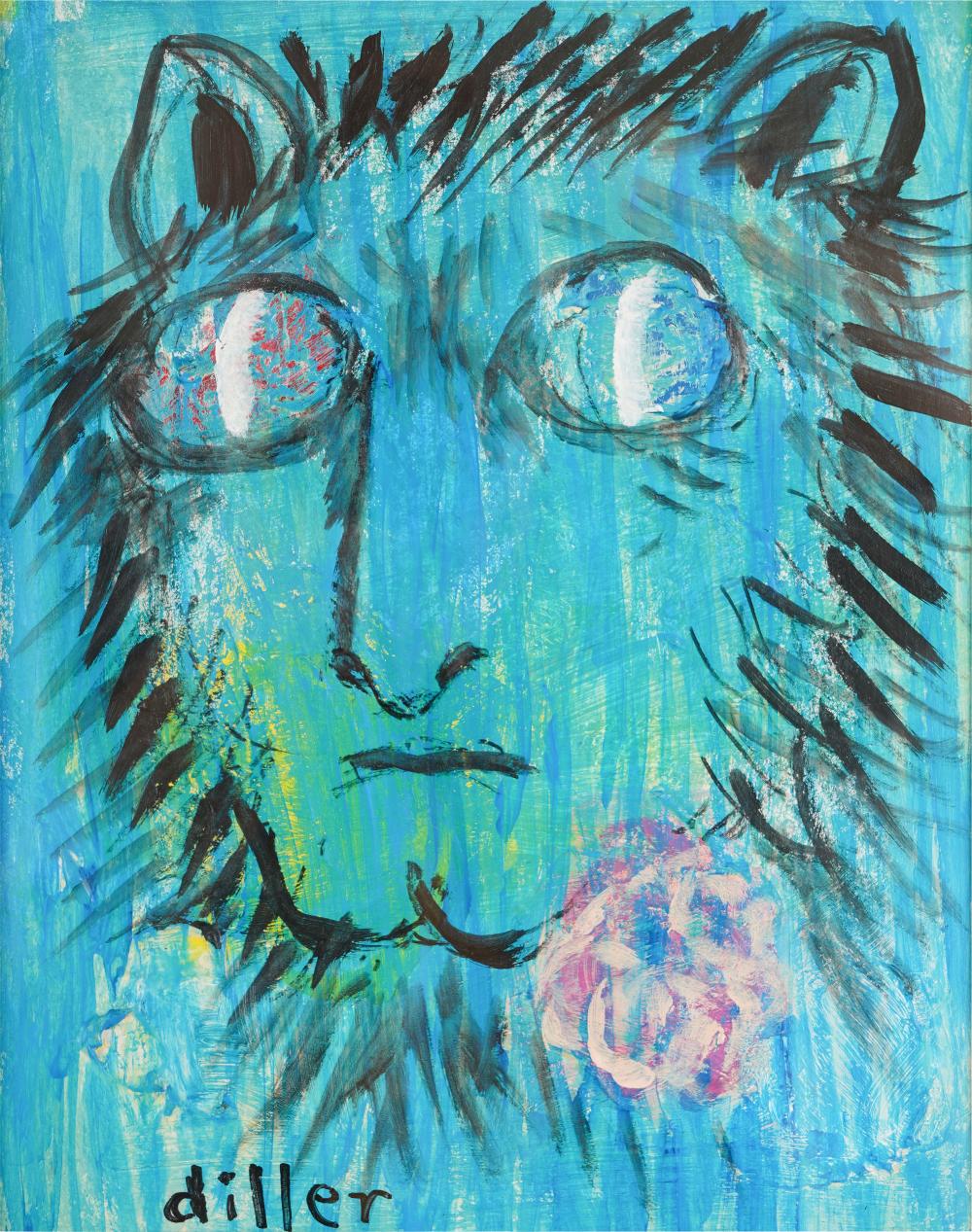 Appraisal: PHYLLIS DILLER - BLUE MONSTER mixed media on paper matted