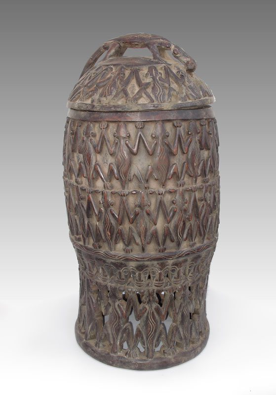 Appraisal: CARVED AFRICAN BAMILEKE POT '' x ''CONDITION Note all items