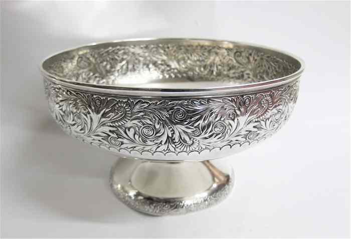 Appraisal: GORHAM STERLING SILVER PEDESTAL BOWL pattern with repousse bands Dimensions