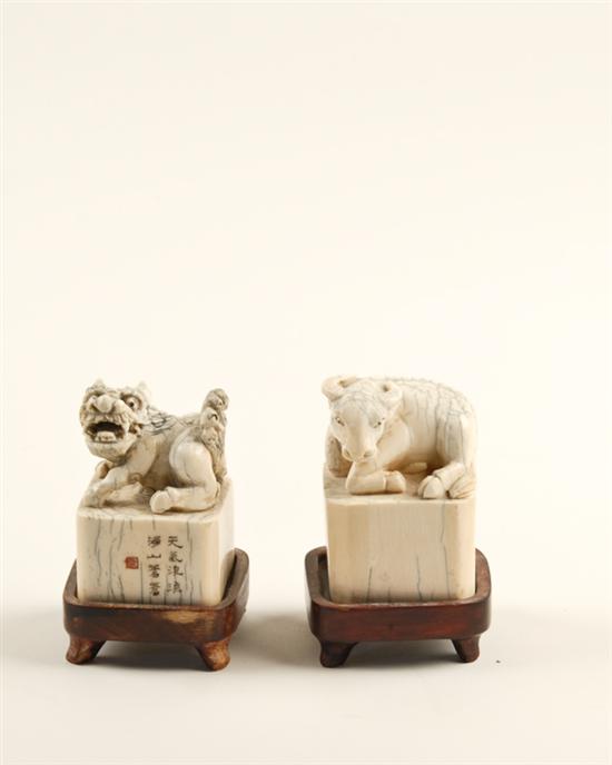 Appraisal: A Pair of L th E th C Carved Ivory