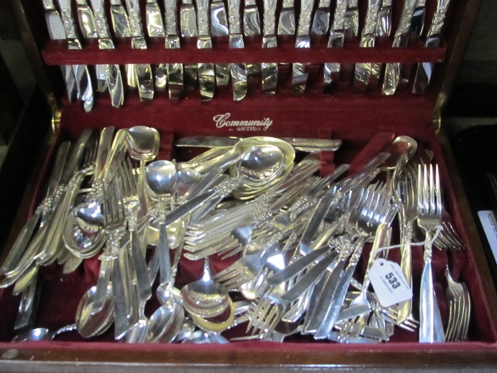 Appraisal: Cased silver plated cutlery set