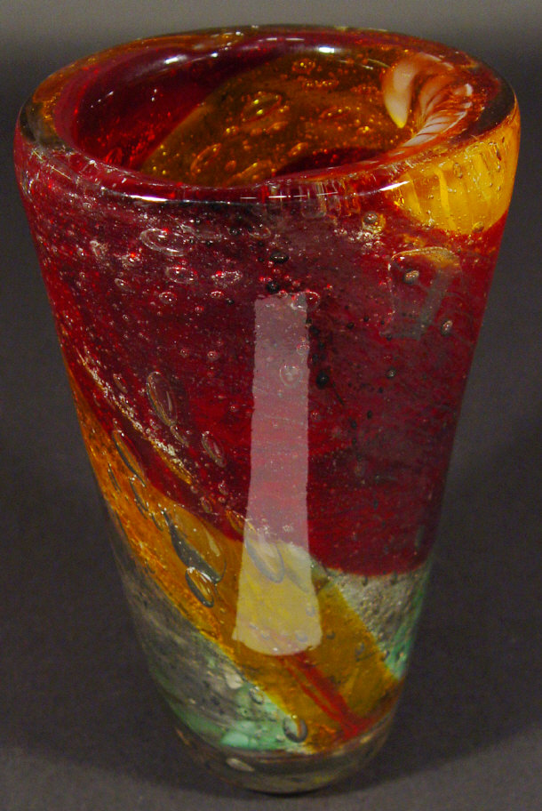 Appraisal: Italian Art Glass vase with red green and amber colouring