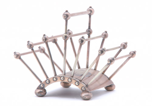 Appraisal: CHRISTOPHER DRESSER Electroplated toast rack with adjustable arms Marked H