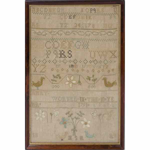 Appraisal: English Alphabet Sampler English a alphabet sampler with birds flowers