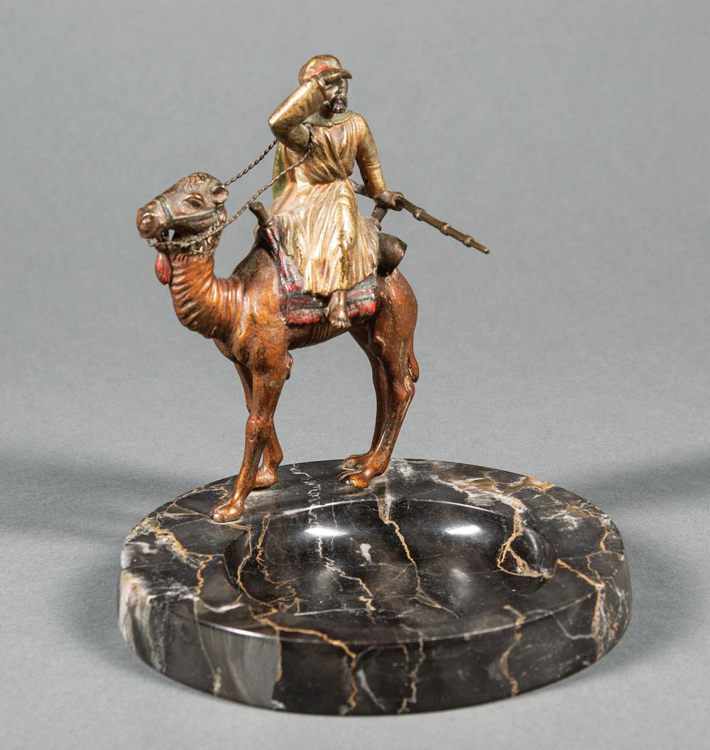 Appraisal: Austrian Cold Painted Bronze Figural Group of a Bedouin on