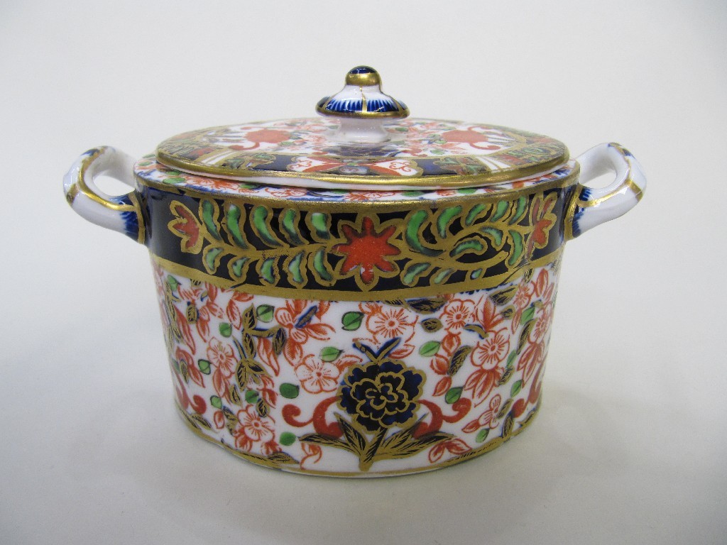 Appraisal: th Century Crown Derby porcelain sugar box with cover in