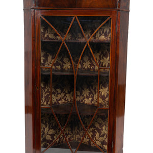 Appraisal: An George III Mahogany Hanging Corner Cabinet TH CENTURY Height