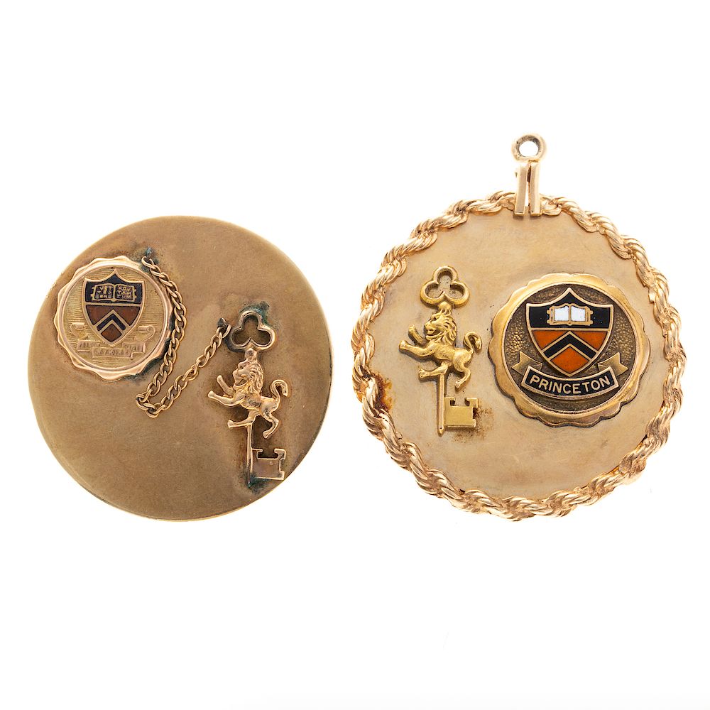 Appraisal: A Pair of K Disc Pin Pendants K yellow gold