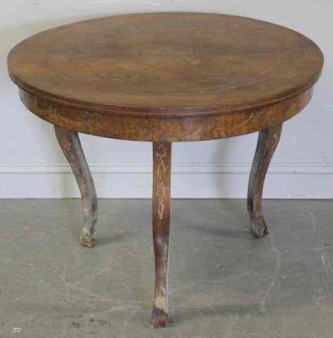 Appraisal: Round Continental Inlaid Antique Table As is From an Old