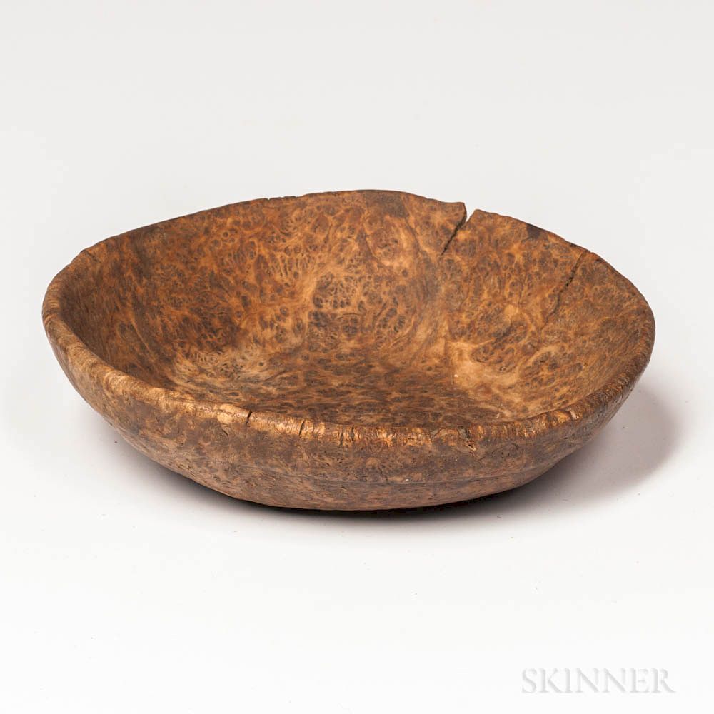 Appraisal: Small Turned and Dated Burl Bowl Small Turned and Dated