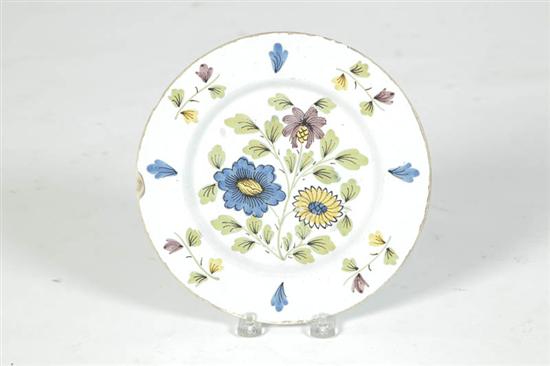 Appraisal: DELFT PLATE England th century White tin glaze with polychrome