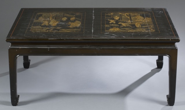 Appraisal: Chinese Black Lacquer and Parcel Gilt Low Table Late th