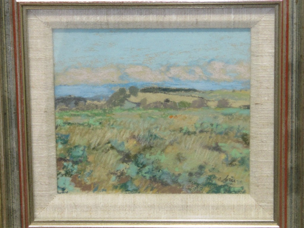 Appraisal: ALEXANDER CREE Pastel and wash 'Gleamed Turnip Field' signed and