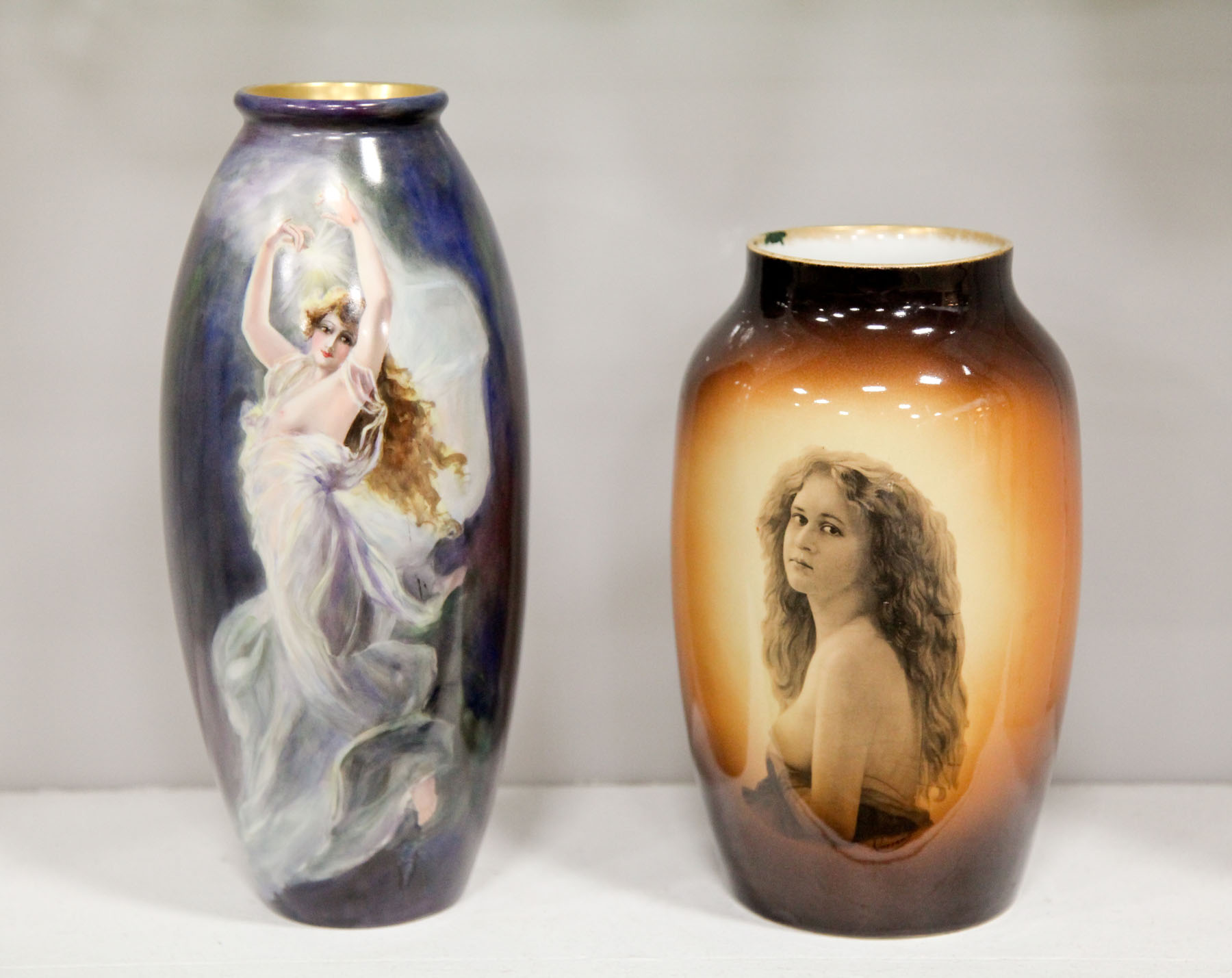 Appraisal: TWO PORTRAIT VASES American and French early to mid th