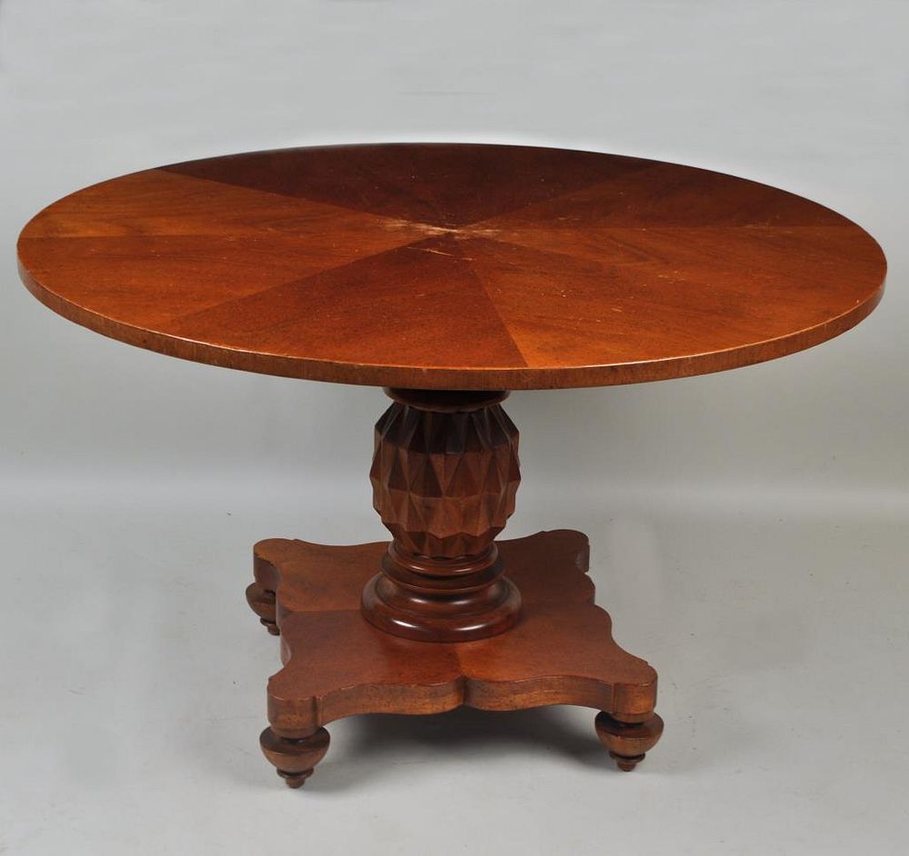 Appraisal: Anglo-Indian Style Round Dining Table with Milling Road label high