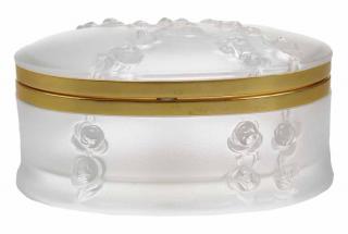 Appraisal: Lalique Frosted Crystal Coppelia Box French oval with floral garlands