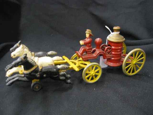 Appraisal: Kenton Cast Iron Toy Horse Drawn Fire Wagon pumper ''