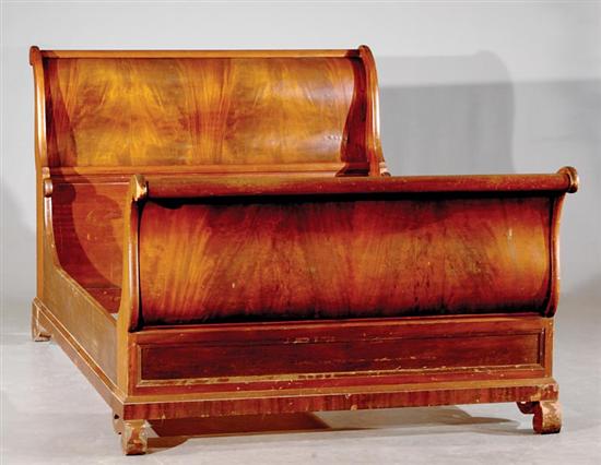 Appraisal: American Empire mahogany sleigh bed Dimensions are H W L