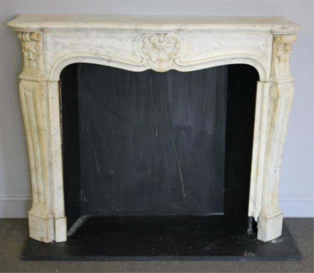 Appraisal: Beautiful Antique Louis XV Style Marble Mantel Complete with tin