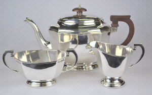 Appraisal: A heavy quality three-piece tea service of elongated octagonal form