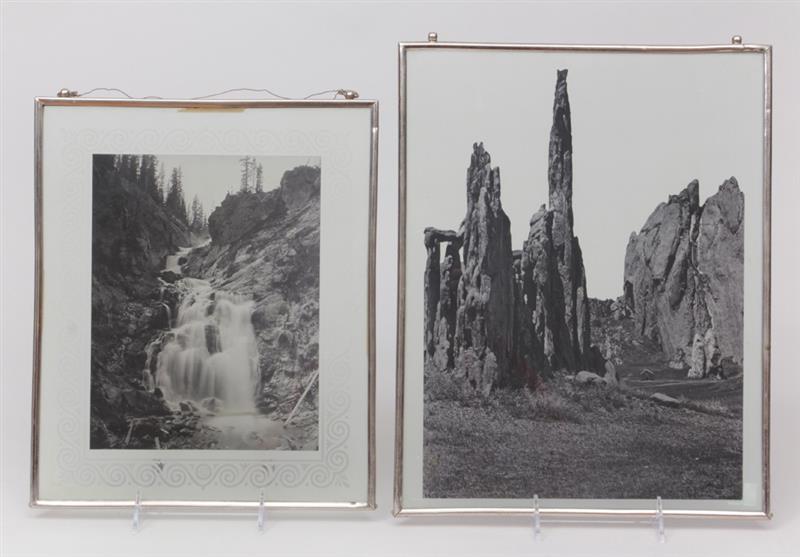 Appraisal: Two Black and White Photographs on Glass Showing views of