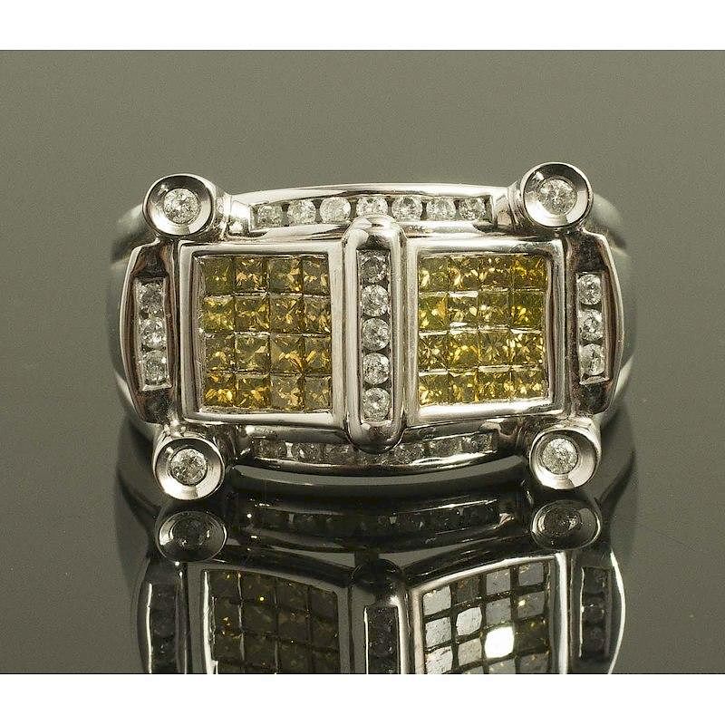 Appraisal: Diamond Ring k white gold ring containing irradiated yellow diamonds