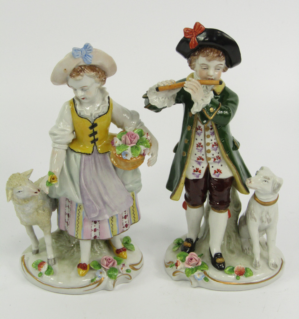 Appraisal: A pair of Sitzendorf porcelain figures of an eighteenth century