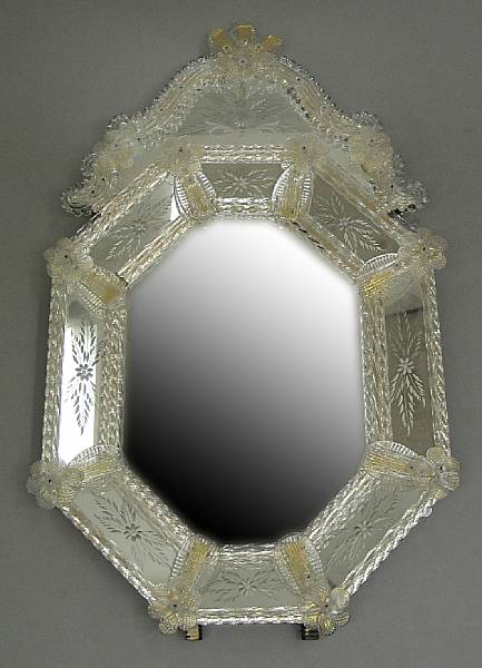 Appraisal: A Murano etched glass mirror fourth quarter th century The