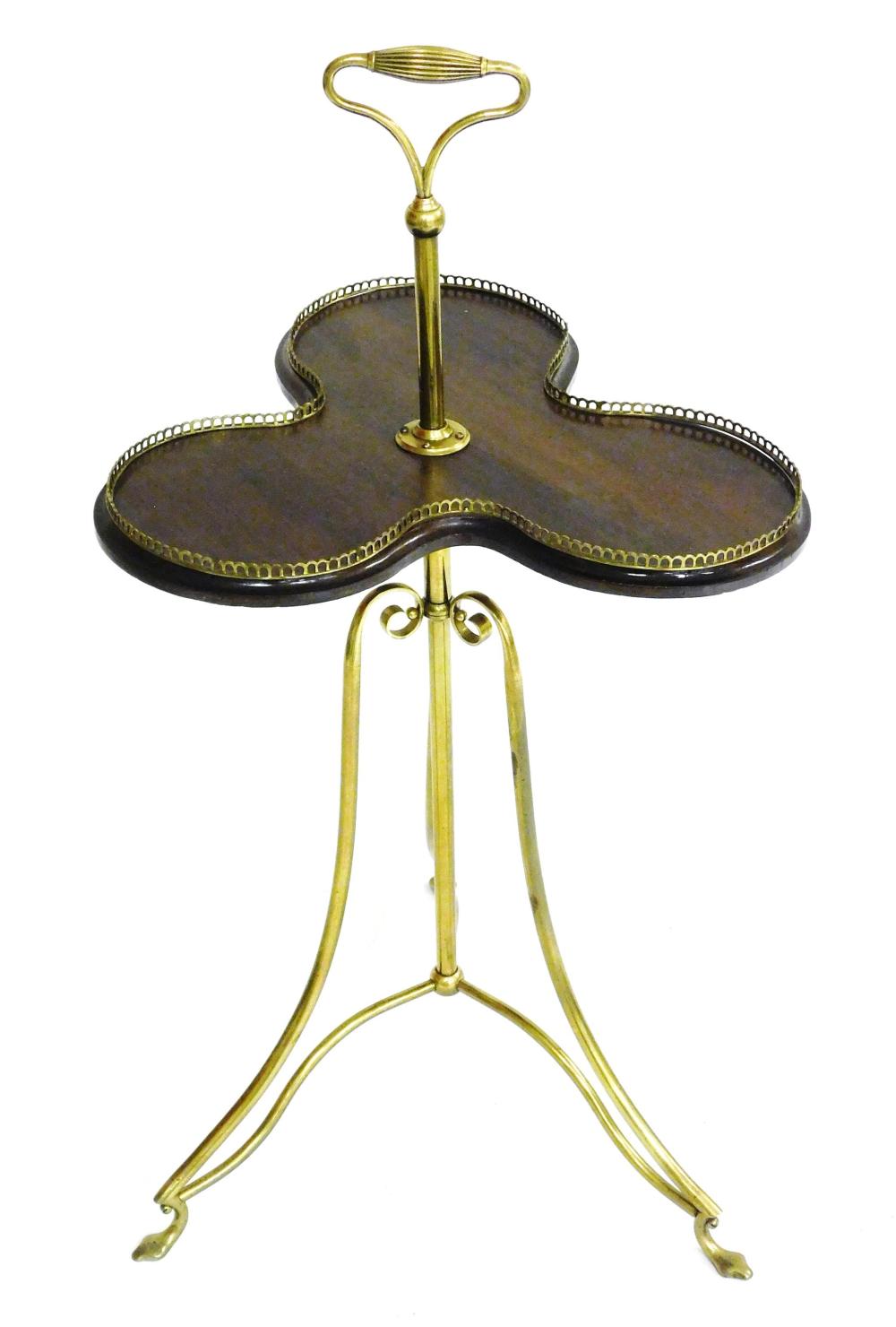 Appraisal: Serving table early th C tri-part wooden top with brass