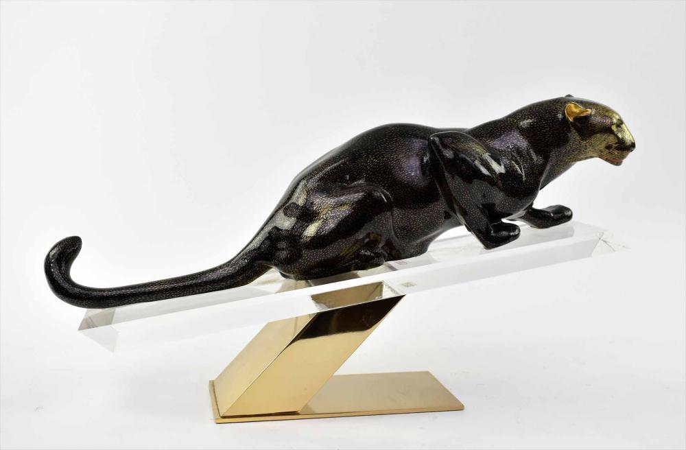 Appraisal: CONTEMPORARY MANGANI FOR OGGETTI GLASS PANTHERItalian Labeled The gold panther