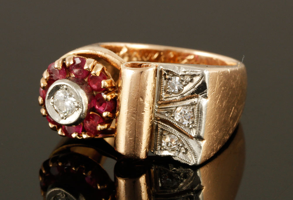 Appraisal: - K Rose Gold Ruby and Diamond Ring K rose