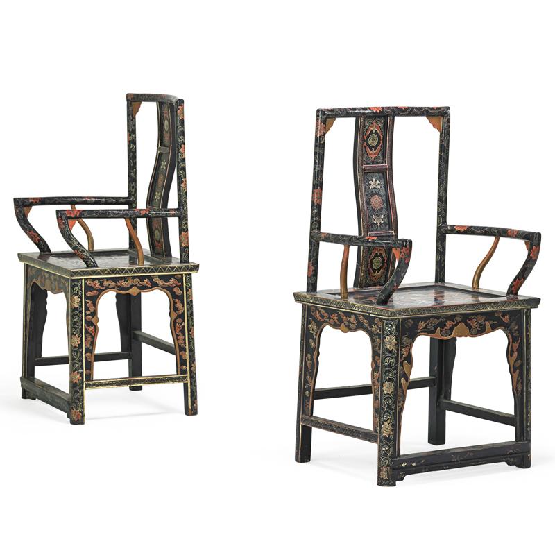 Appraisal: PAIR OF CHINESE OPEN ARMCHAIRS Condition Report