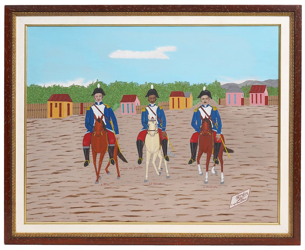 Appraisal: Philome Obin 'Tour of Generals' Oil Painting Philome Obin Haitian