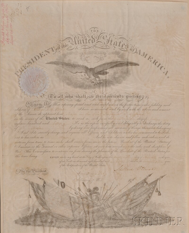 Appraisal: Fillmore Millard - Signed document one page August th on