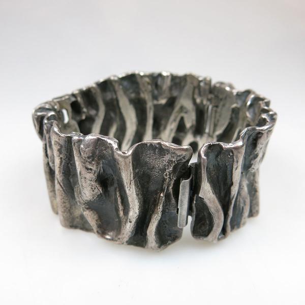 Appraisal: Gilles Vidal Abstract Pewter Hinged Bangle cm width